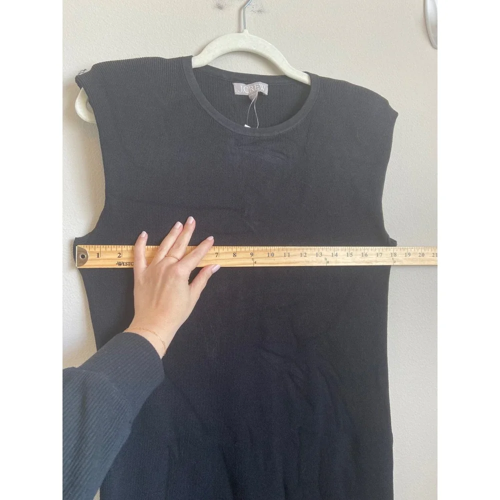 J.Crew Womens Black Ribbed Knit Sleeveless Midi Dress BY501 Size L NEW